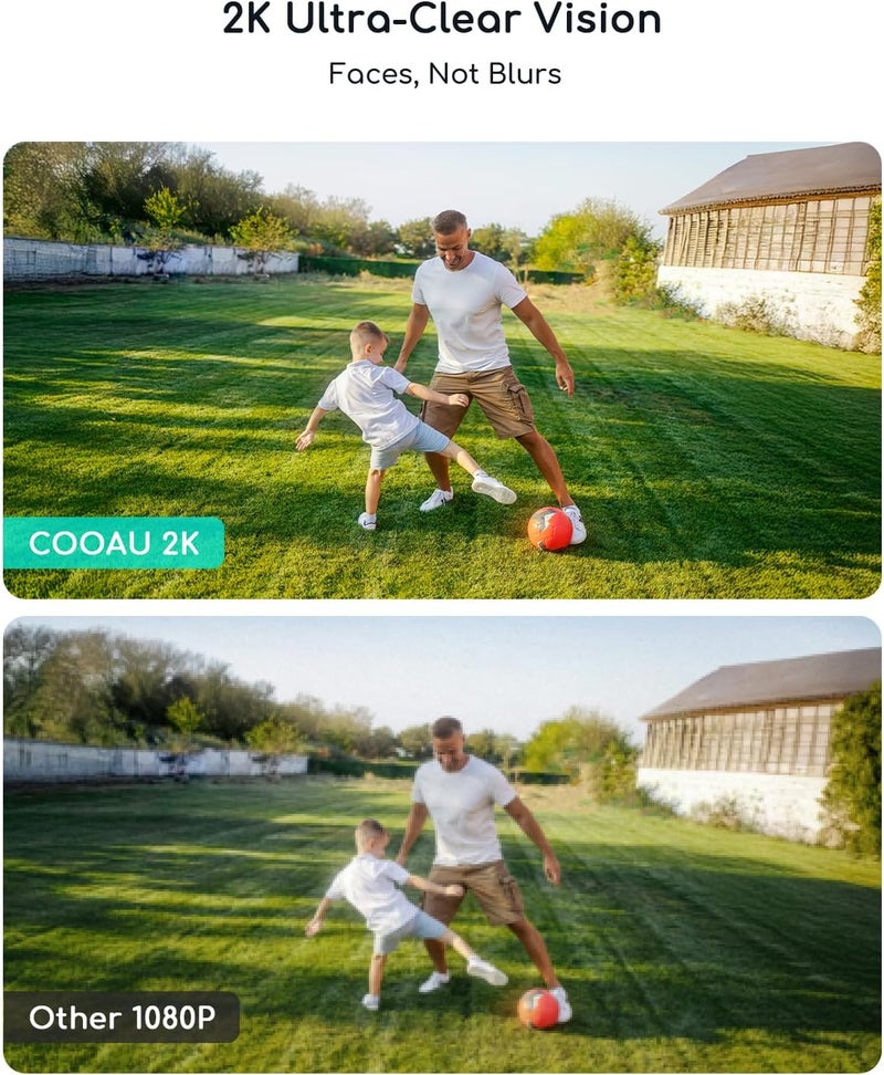 COOAU كاميرات للأمن المنزلي، كاميرات أمنية شمسية 2K 360° لاسلكية خارجية، قابلة لإعادة الشحن في الإضاءة المنخفضة، سهلة التركيب، كاميرا مراقبة مع كشف ذكي بالذكاء الاصطناعي، رؤية ليلية ملونة، صوت ثنائي الاتجاه - Image 5